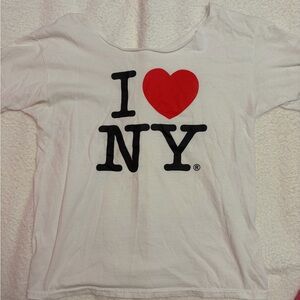 Kids Off the Shoulder 'I Love NY' White T-Shirt